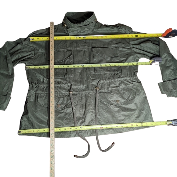 Utility Pocket Jacket 6 Oversize Adjustable Barn Coat Military Army Olive Green - Picture 4 of 14